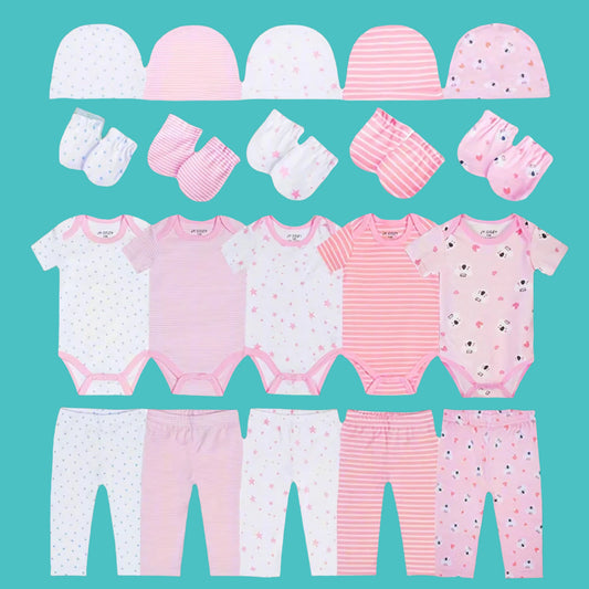 True Bub™ Essential Baby Cotton Set - Mixed Pink 5 Set