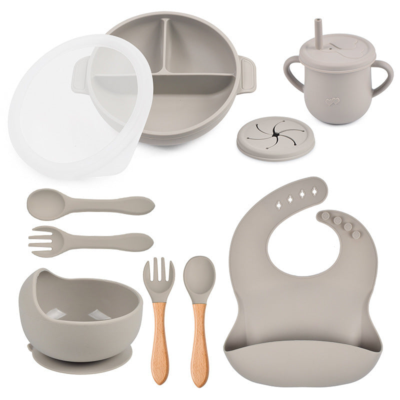 True Bub™ Starting Steading - BPA Free Silicone Baby Cutlery Set For Feeding, Baby Led Weaning Solids Plate with Lid 10pcs