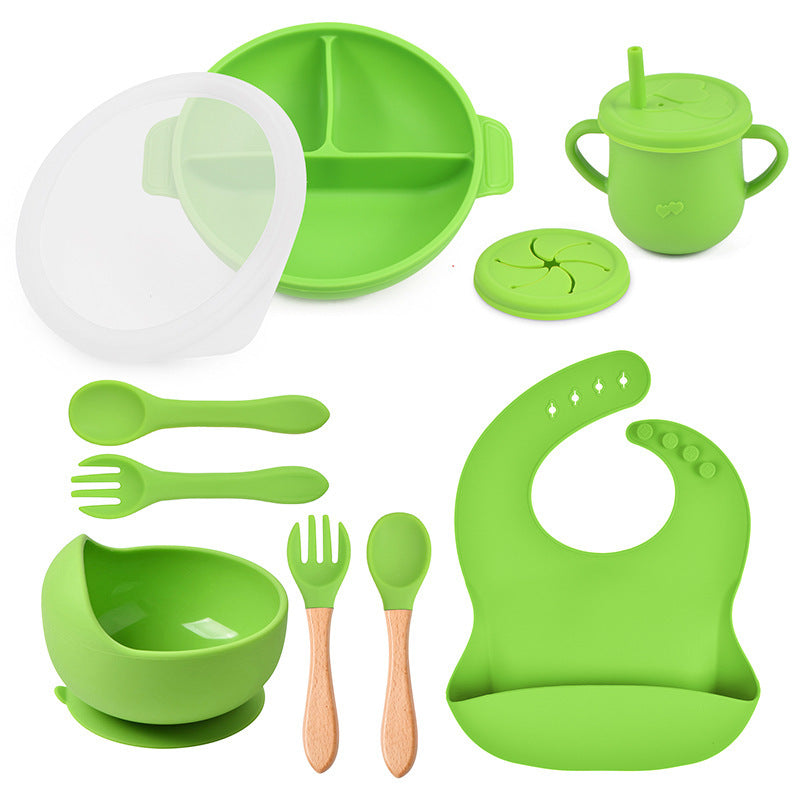 True Bub™ Starting Steading - BPA Free Silicone Baby Cutlery Set For Feeding, Baby Led Weaning Solids Plate with Lid 10pcs