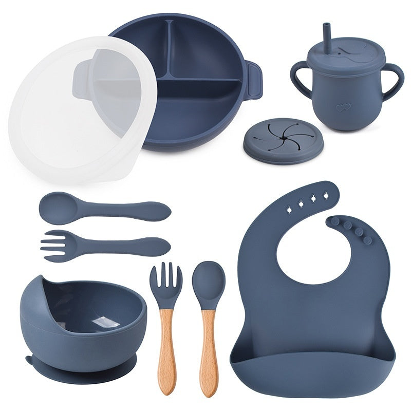 True Bub™ Starting Steading - BPA Free Silicone Baby Cutlery Set For Feeding, Baby Led Weaning Solids Plate with Lid 10pcs