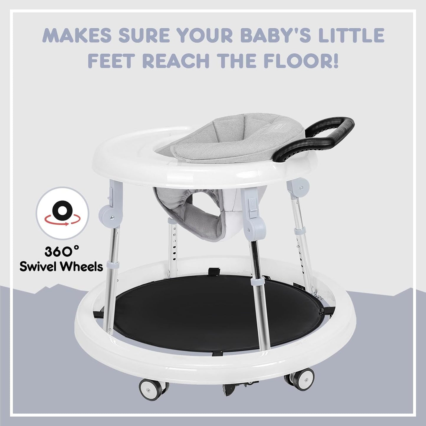 True Bub™ Grow With Me - Harpa Foldable Baby Walker with Adjustable Heights with Toddler Push Mode (Next Day Delivery Avail)