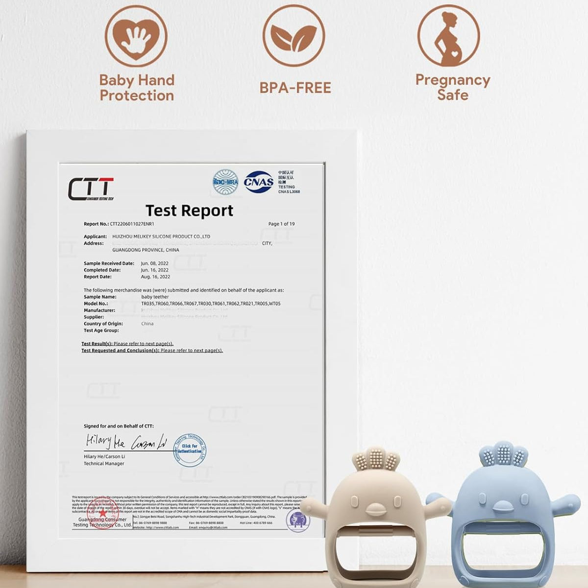 True Bub™ Food Grade BPA Free Twin Pack Birdy Soothing Glove - Grip Teething Mitten Toy