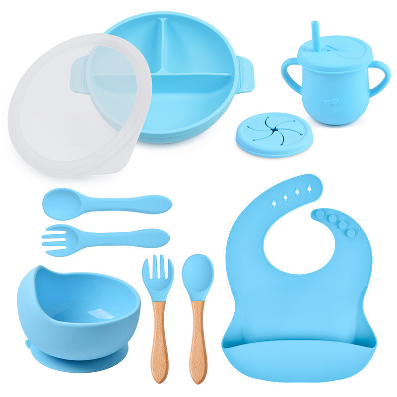 True Bub™ Starting Steading - BPA Free Silicone Baby Cutlery Set For Feeding, Baby Led Weaning Solids Plate with Lid 10pcs