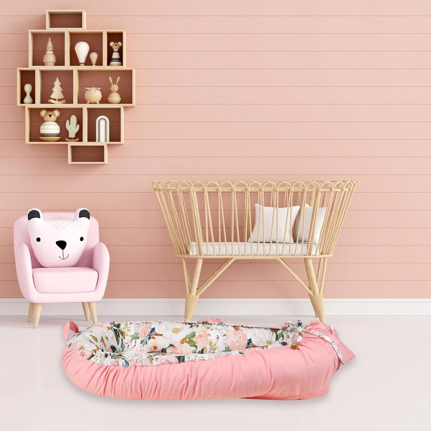 True Bub™ Louisa Baby Lounger - Portable Baby Nests, Baby Lounger for Newborn, Breathable Cotton