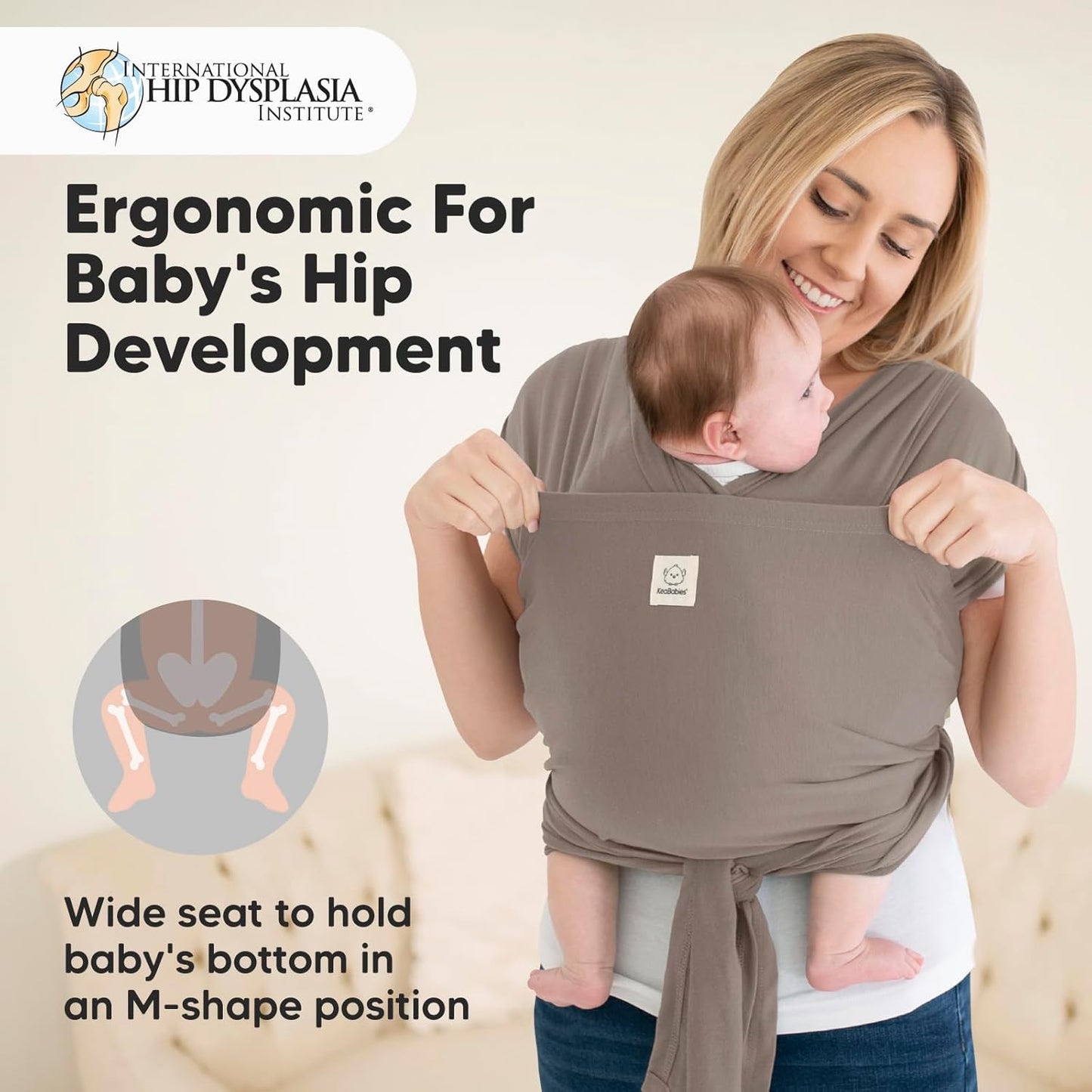 True Bub™ Keah Baby Wrap-Carrier Ergonomic Design