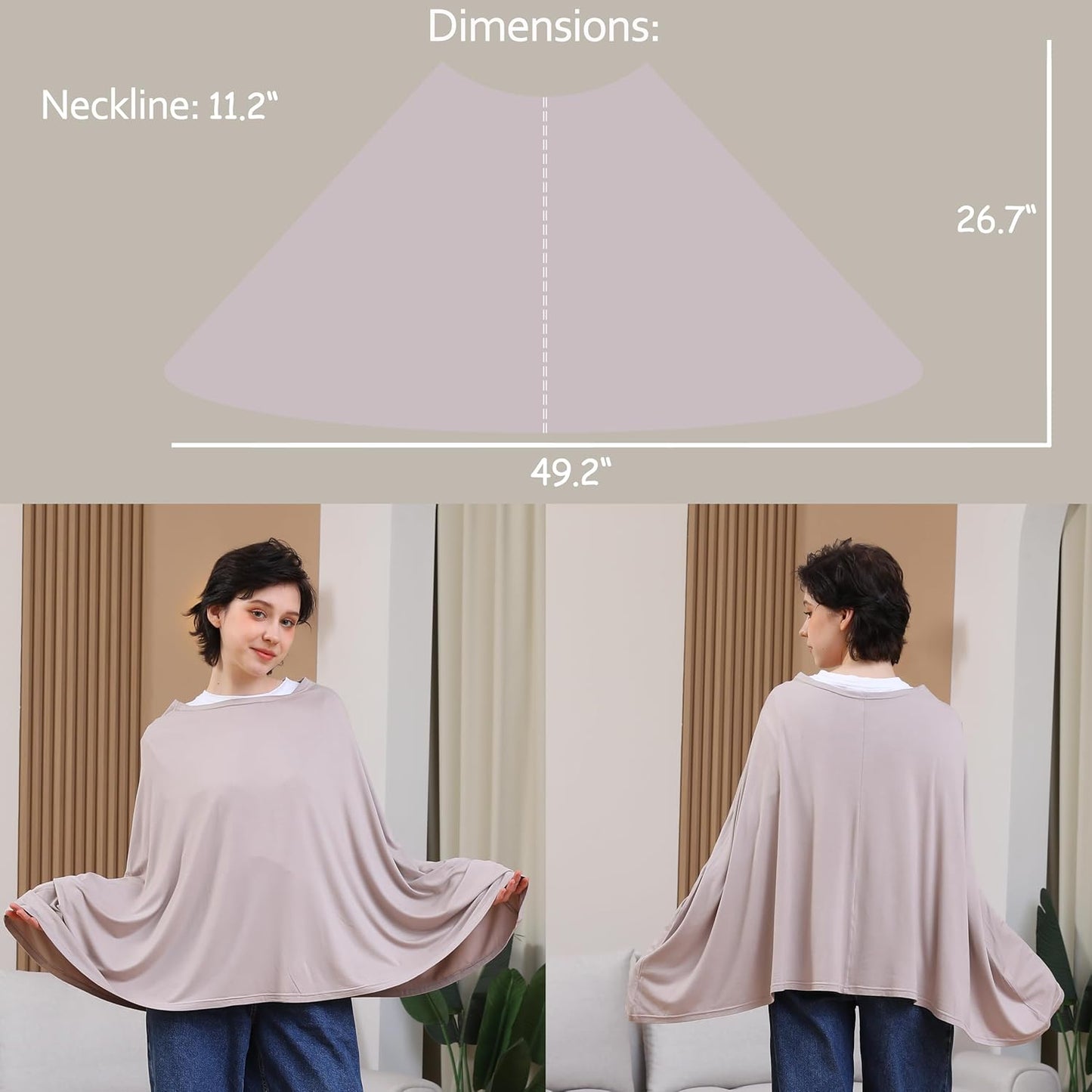 True Bub™ Stretch Seejoy Nursing Cover for Breastfeeding, 360°Full Coverage Nursing Poncho, Rayon Soft & Breathable Breastfeeding Cover up