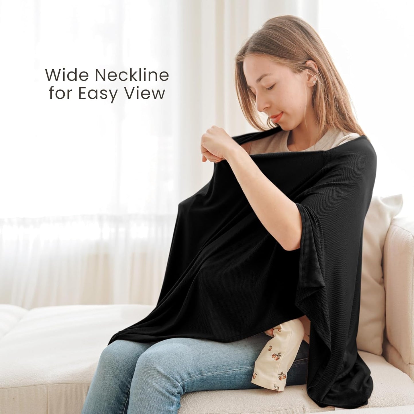 True Bub Konsy Knit Nursing Cover for Breastfeeding, Full Privacy Breathable Breastfeeding Cover, Multi-use Canopy