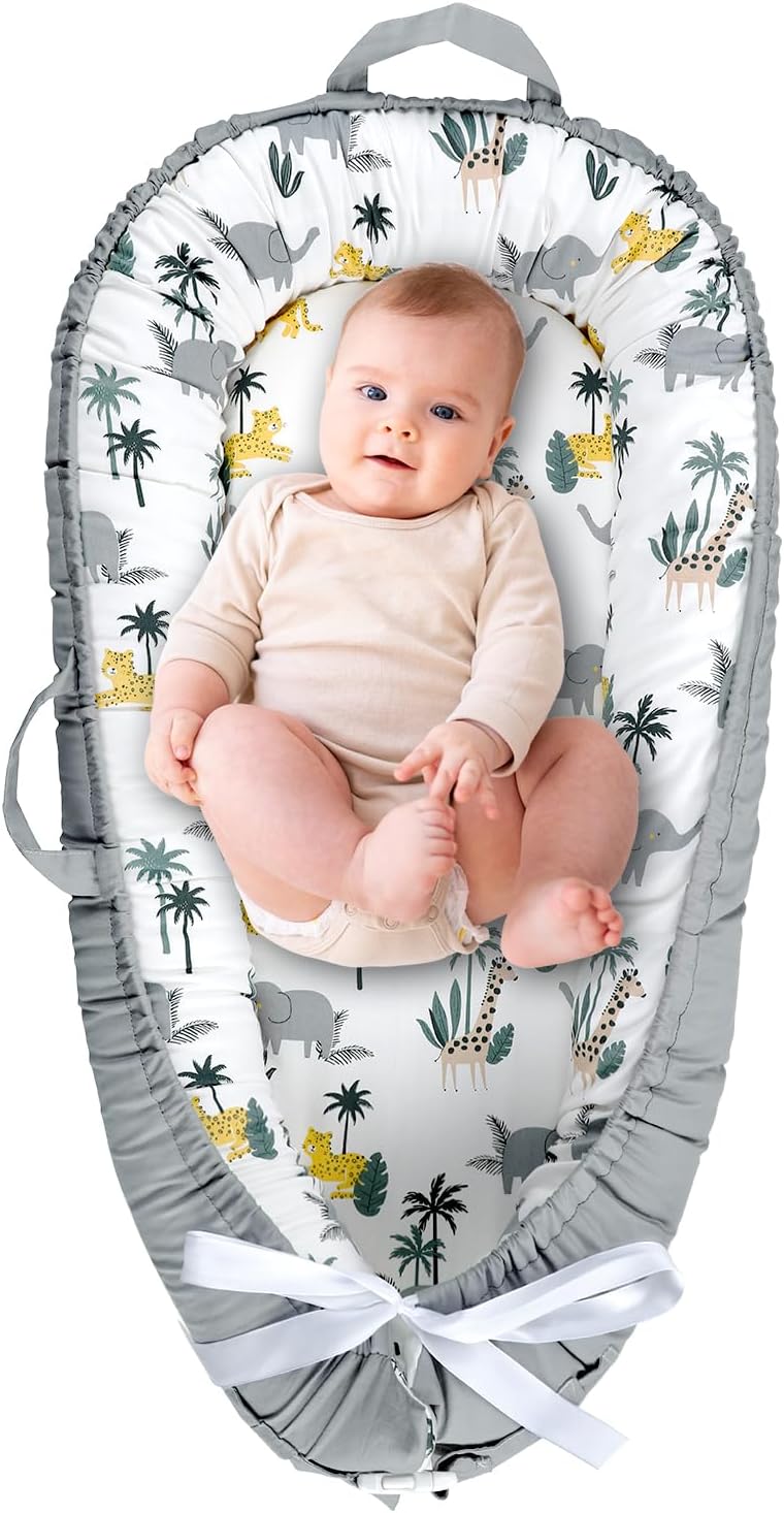 True Bub™ Louisa Baby Lounger - Portable Baby Nests, Baby Lounger for Newborn, Breathable Cotton