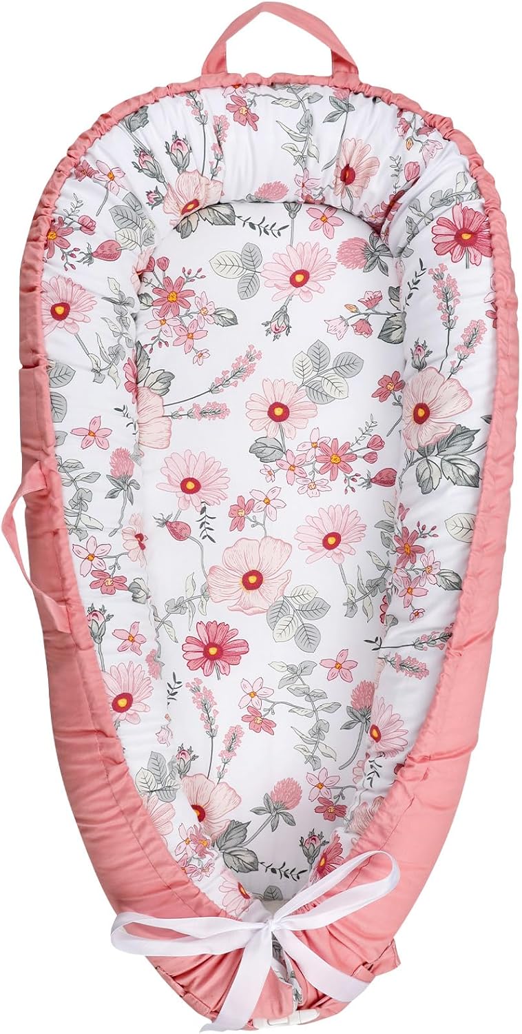 True Bub™ Louisa Baby Lounger - Portable Baby Nests, Baby Lounger for Newborn, Breathable Cotton