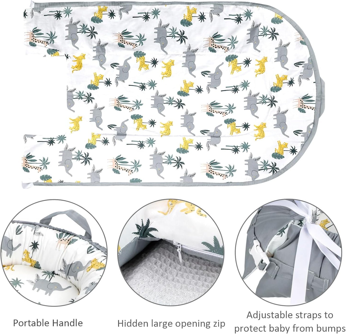 True Bub™ Louisa Baby Lounger - Portable Baby Nests, Baby Lounger for Newborn, Breathable Cotton