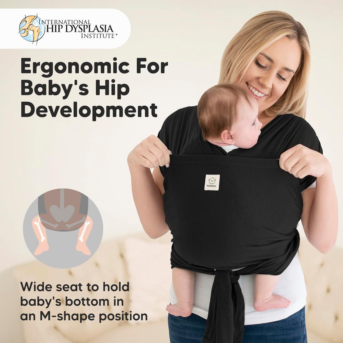 True Bub™ Keah Baby Wrap-Carrier Ergonomic Design