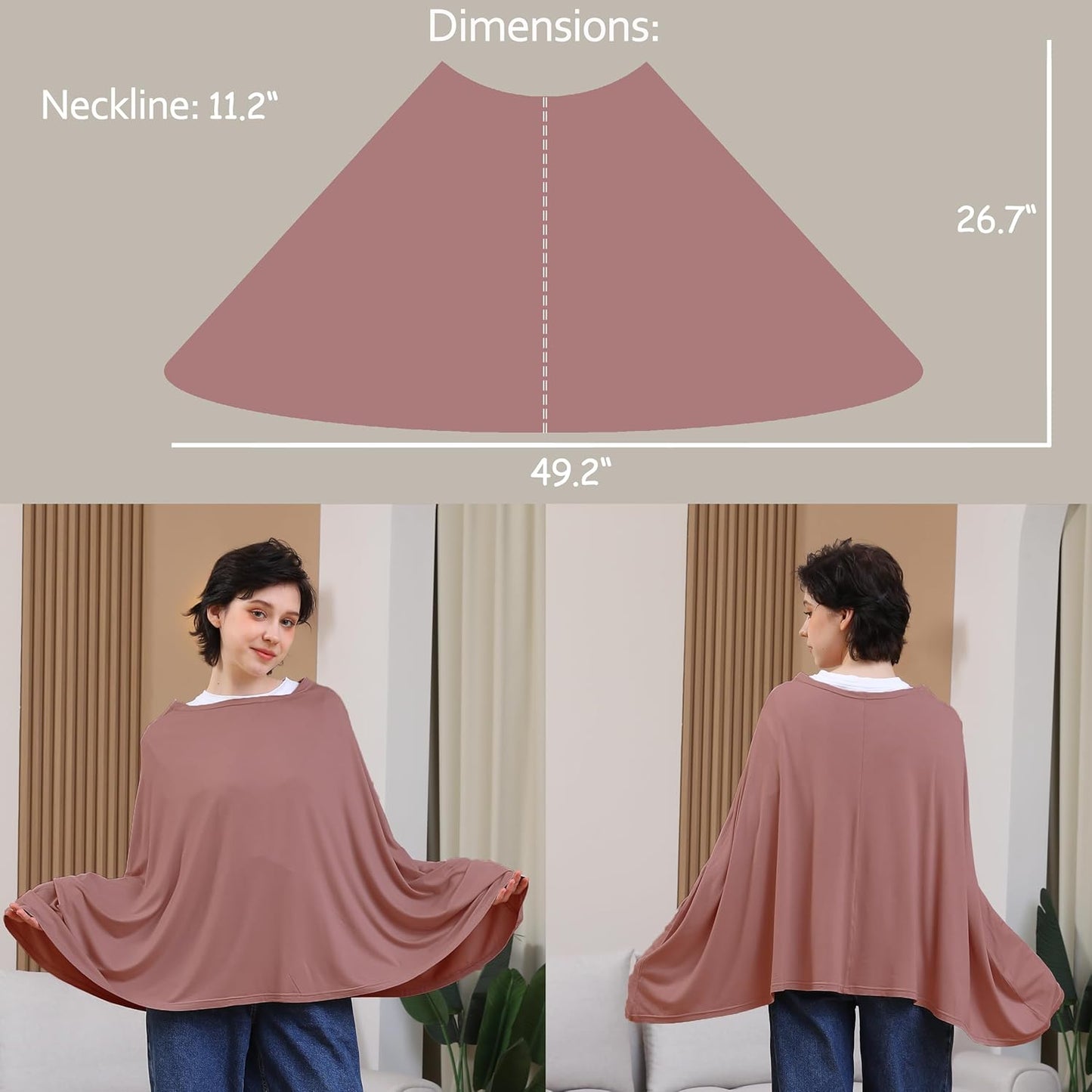True Bub™ Stretch Seejoy Nursing Cover for Breastfeeding, 360°Full Coverage Nursing Poncho, Rayon Soft & Breathable Breastfeeding Cover up