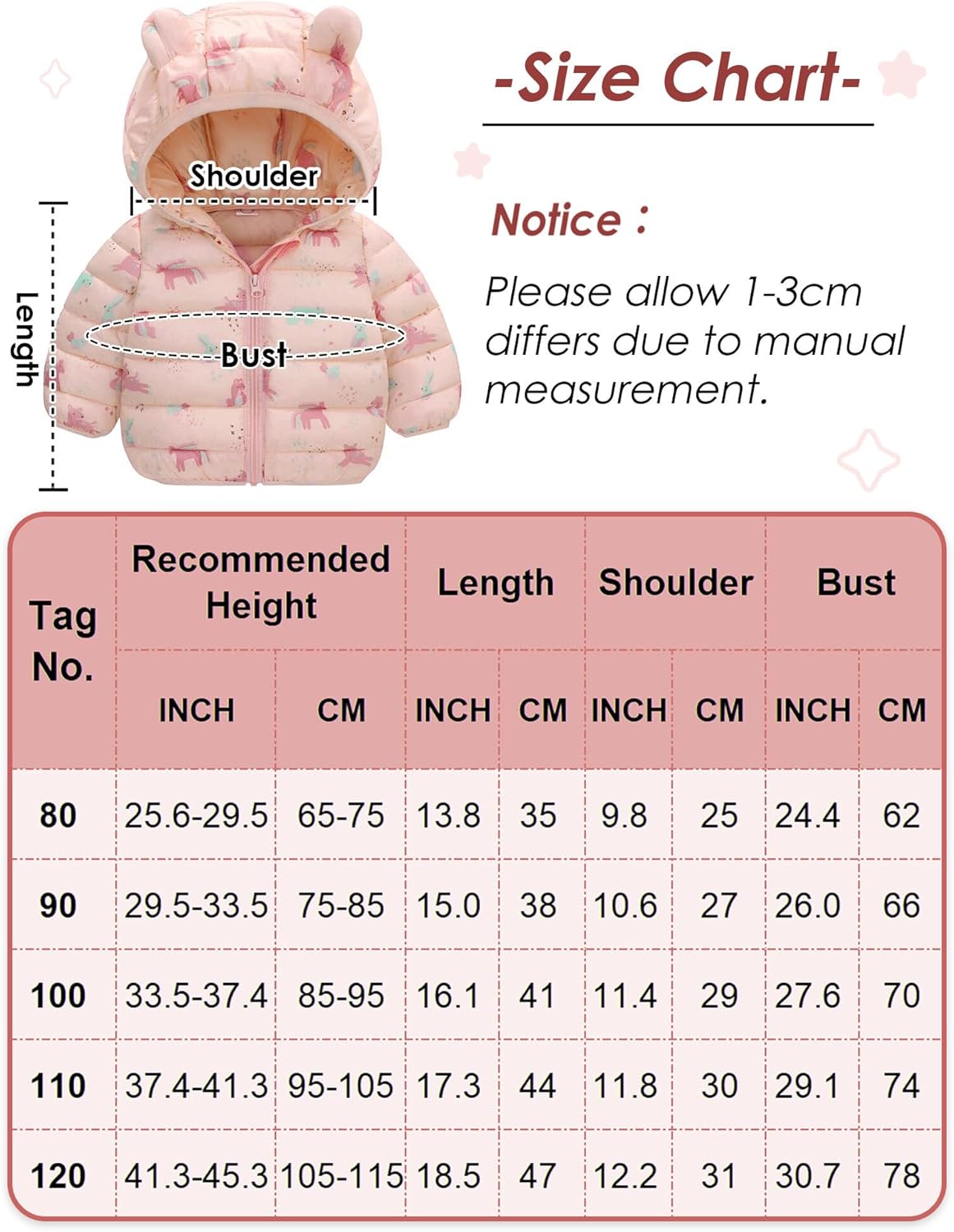 True Bub™ Winter Puffer Jacket Kids Thicken Warm Hooded Coat Lightweight Waterproof 0-4 Years