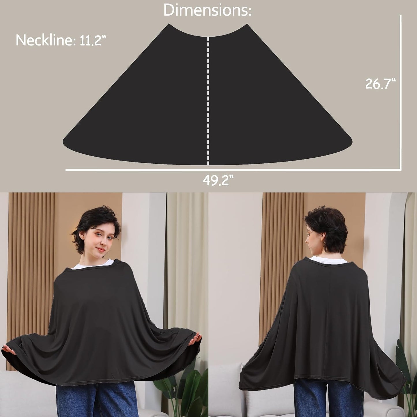 True Bub™ Stretch Seejoy Nursing Cover for Breastfeeding, 360°Full Coverage Nursing Poncho, Rayon Soft & Breathable Breastfeeding Cover up