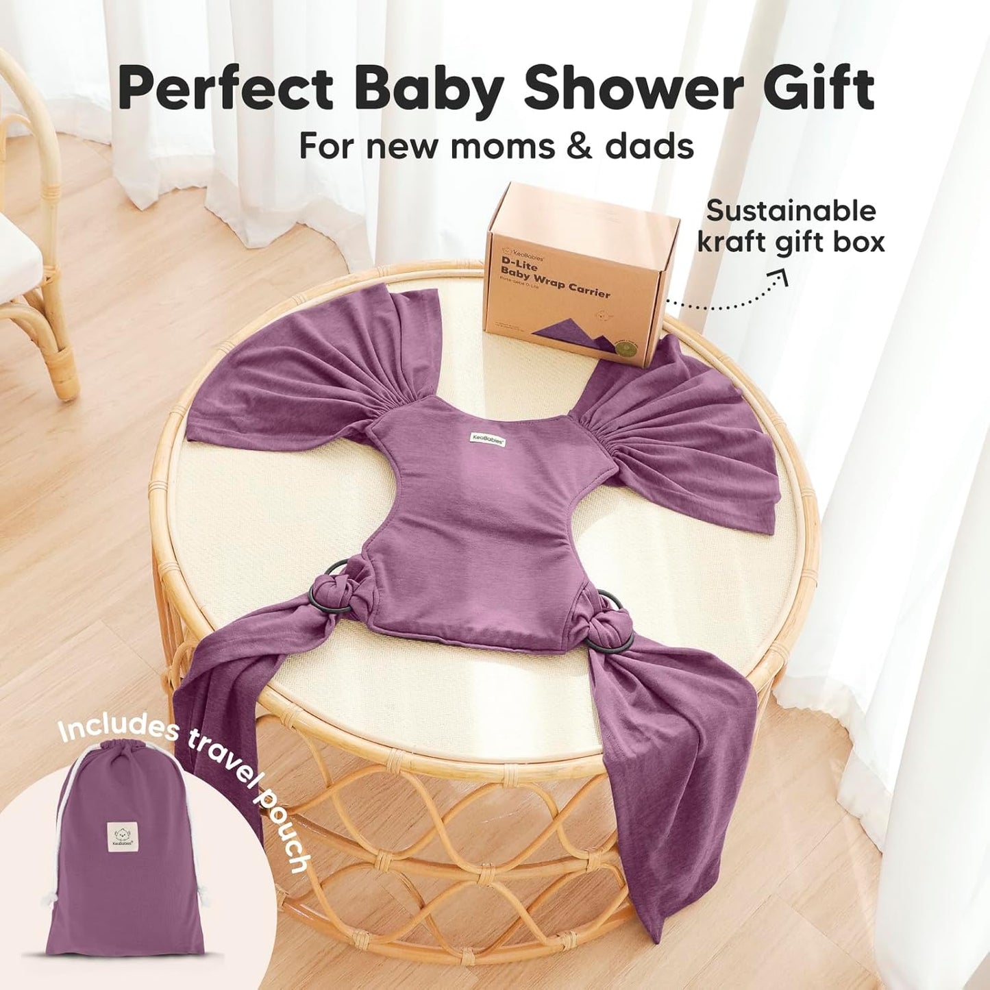 True Bub™ Keah Baby Wrap-Carrier Ergonomic Design