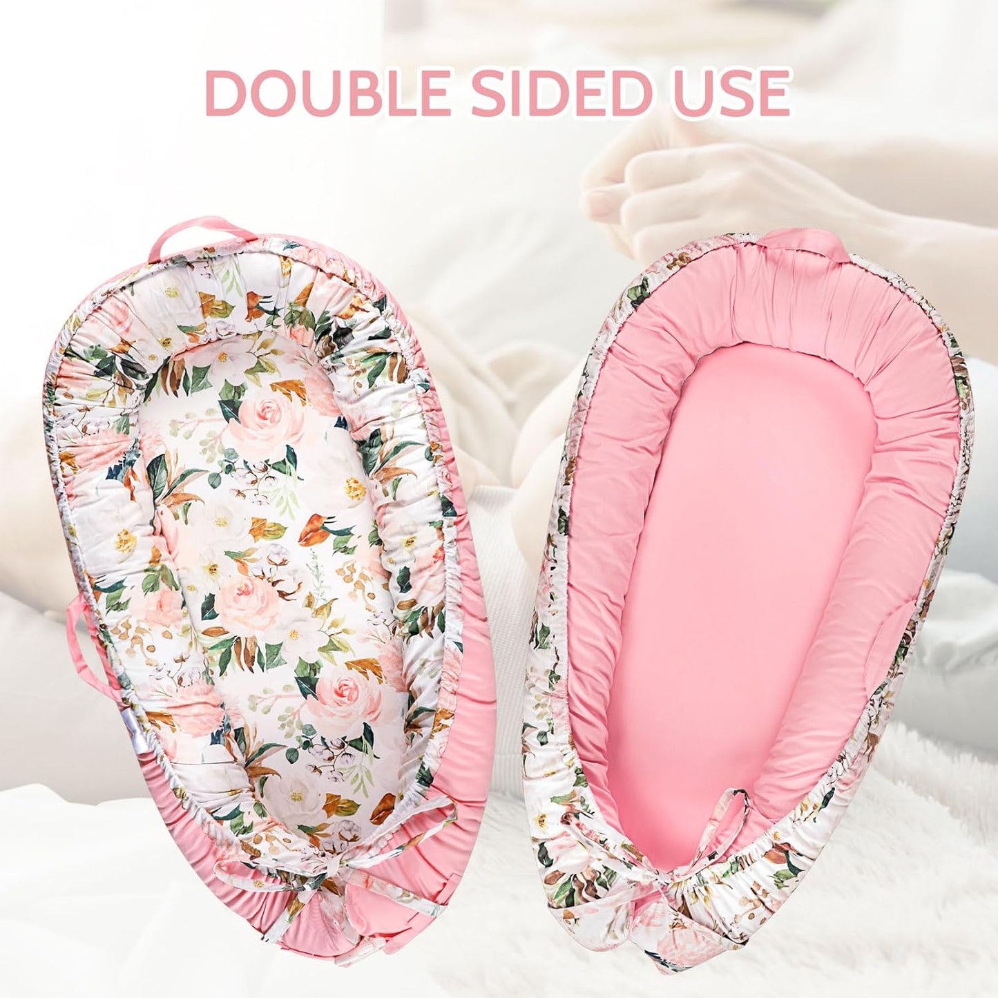 True Bub™ Louisa Baby Lounger - Portable Baby Nests, Baby Lounger for Newborn, Breathable Cotton