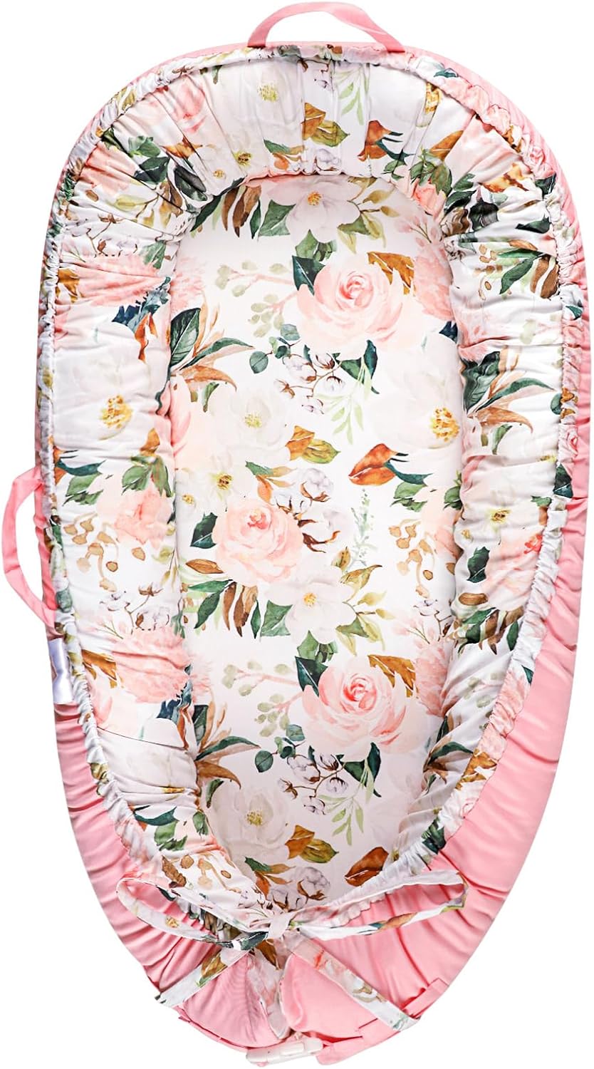 True Bub™ Louisa Baby Lounger - Portable Baby Nests, Baby Lounger for Newborn, Breathable Cotton