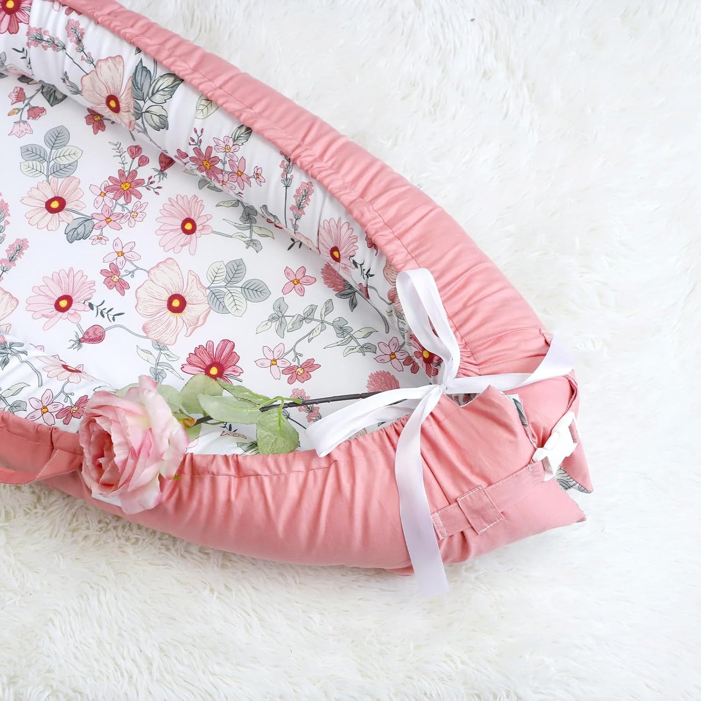 True Bub™ Louisa Baby Lounger - Portable Baby Nests, Baby Lounger for Newborn, Breathable Cotton