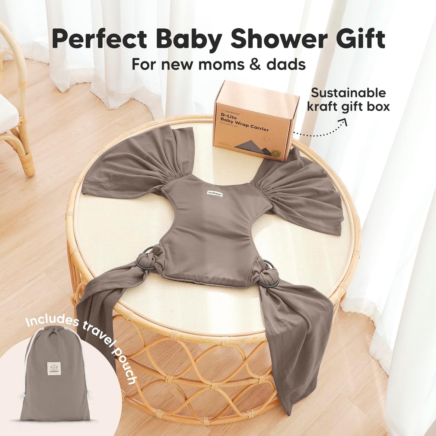 True Bub™ Keah Baby Wrap-Carrier Ergonomic Design