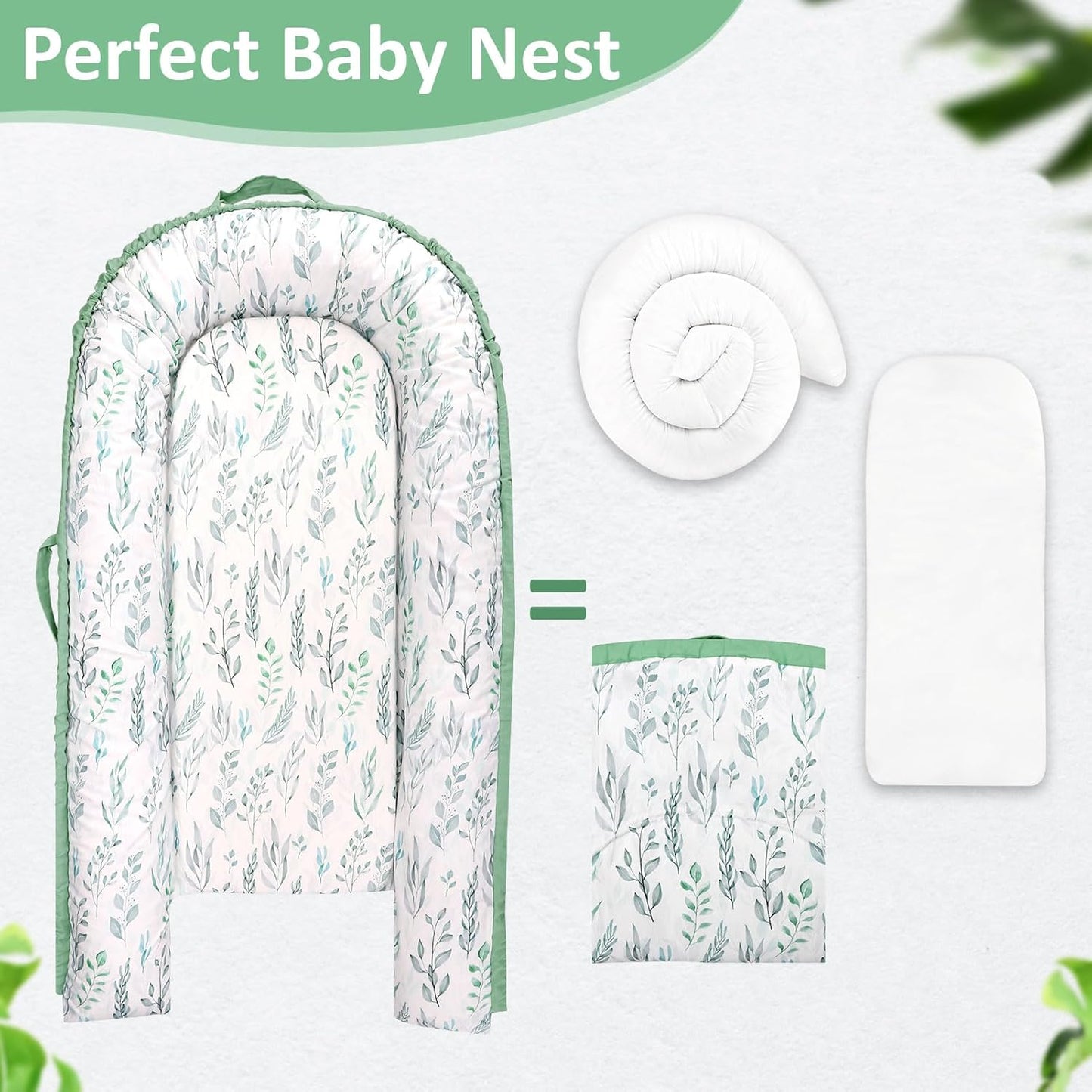 True Bub™ Louisa Baby Lounger - Portable Baby Nests, Baby Lounger for Newborn, Breathable Cotton