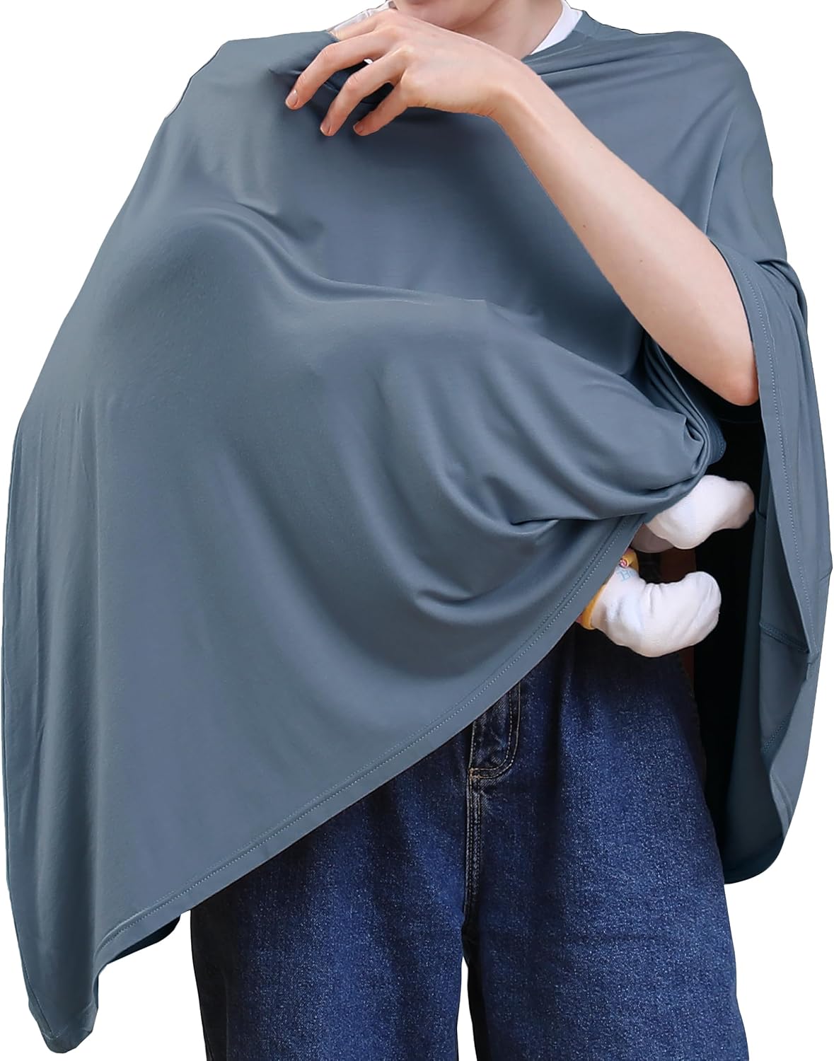 True Bub™ Stretch Seejoy Nursing Cover for Breastfeeding, 360°Full Coverage Nursing Poncho, Rayon Soft & Breathable Breastfeeding Cover up
