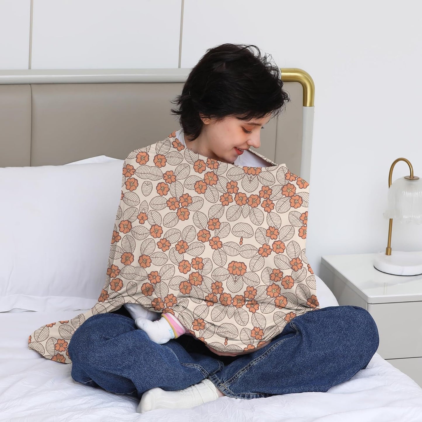 True Bub™ Stretch Seejoy Nursing Cover for Breastfeeding, 360°Full Coverage Nursing Poncho, Rayon Soft & Breathable Breastfeeding Cover up