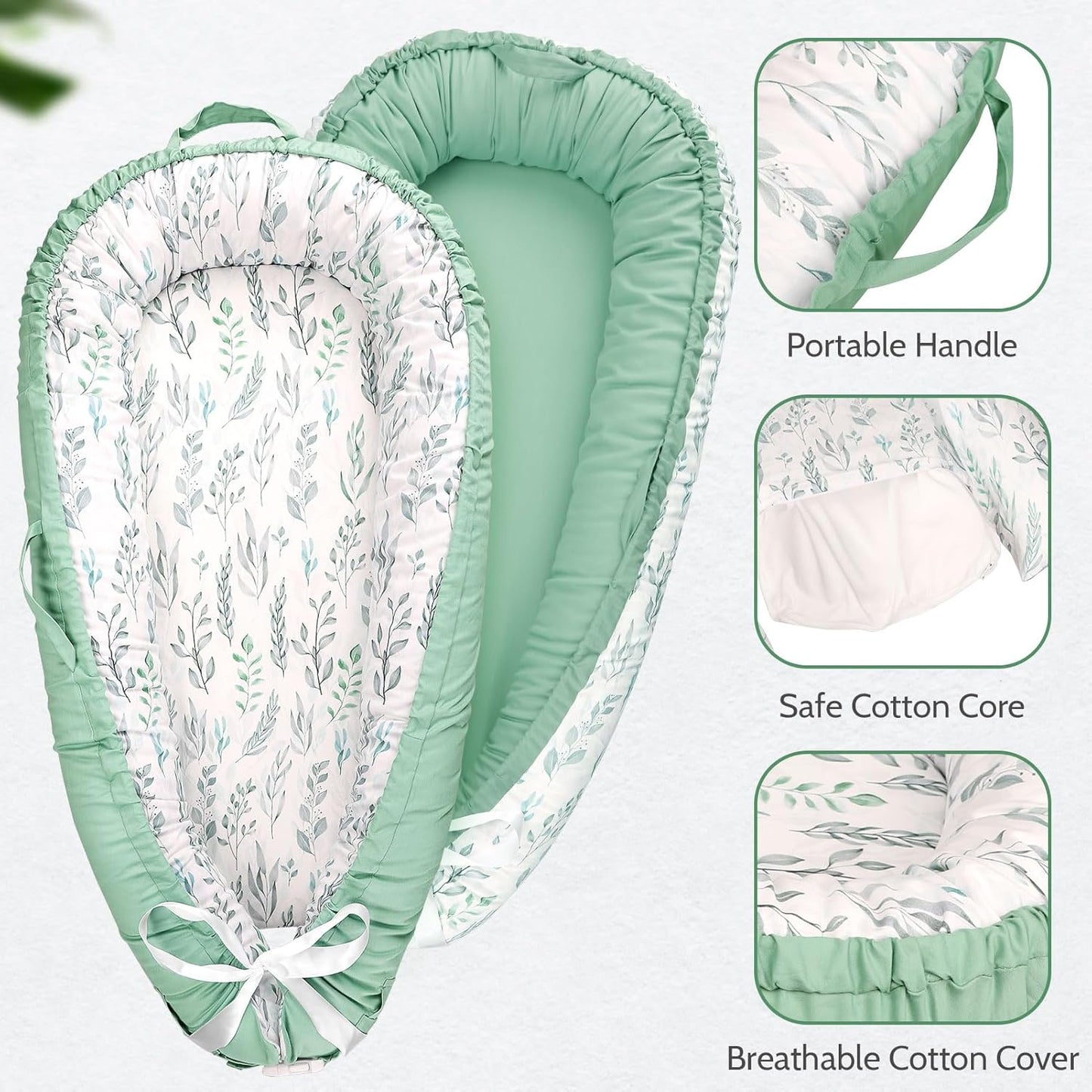 True Bub™ Louisa Baby Lounger - Portable Baby Nests, Baby Lounger for Newborn, Breathable Cotton