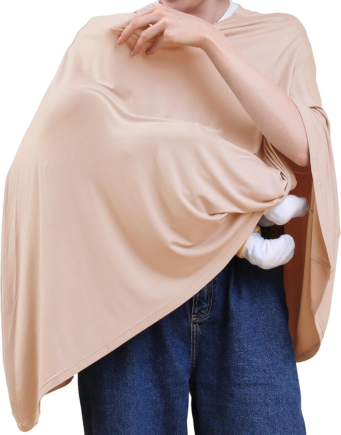 True Bub™ Stretch Seejoy Nursing Cover for Breastfeeding, 360°Full Coverage Nursing Poncho, Rayon Soft & Breathable Breastfeeding Cover up