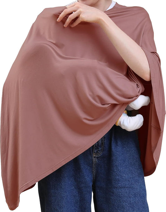 True Bub™ Stretch Seejoy Nursing Cover for Breastfeeding, 360°Full Coverage Nursing Poncho, Rayon Soft & Breathable Breastfeeding Cover up