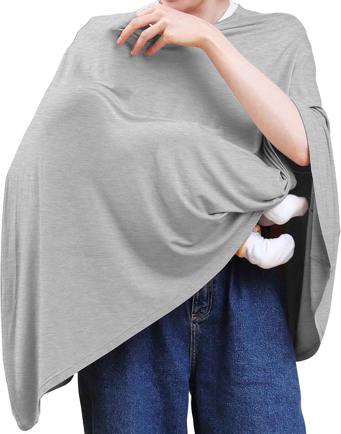 True Bub™ Stretch Seejoy Nursing Cover for Breastfeeding, 360°Full Coverage Nursing Poncho, Rayon Soft & Breathable Breastfeeding Cover up