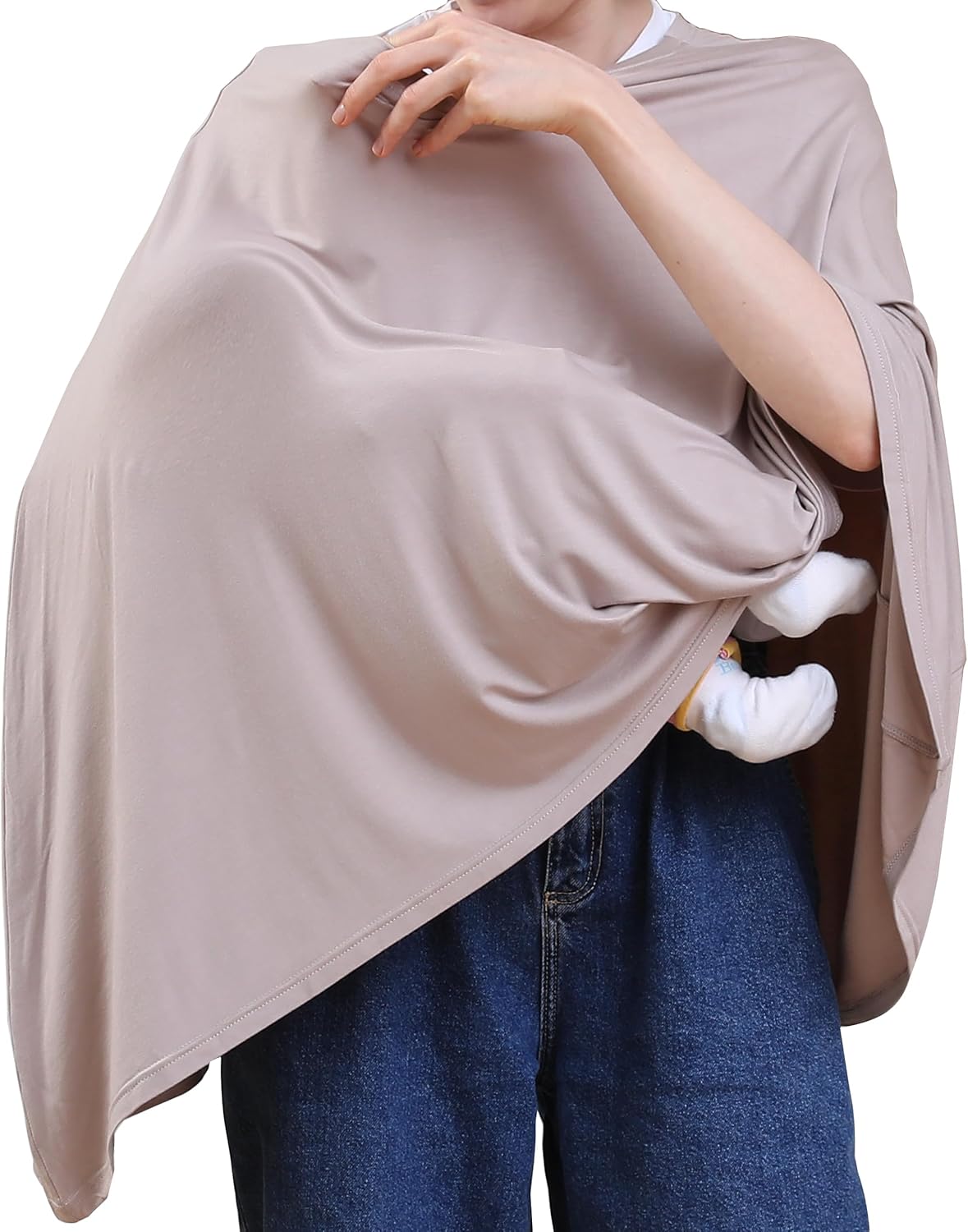 True Bub™ Stretch Seejoy Nursing Cover for Breastfeeding, 360°Full Coverage Nursing Poncho, Rayon Soft & Breathable Breastfeeding Cover up