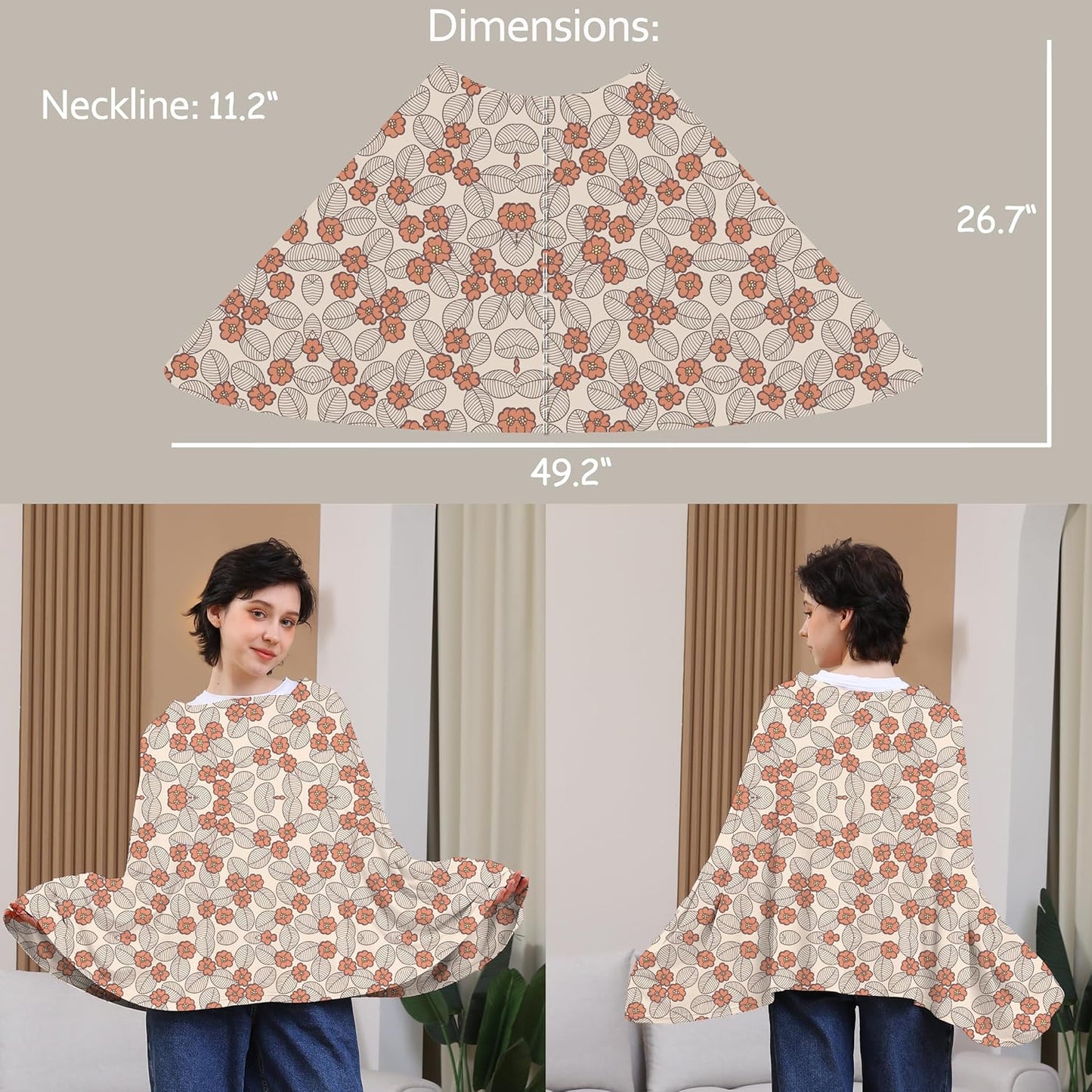 True Bub™ Stretch Seejoy Nursing Cover for Breastfeeding, 360°Full Coverage Nursing Poncho, Rayon Soft & Breathable Breastfeeding Cover up