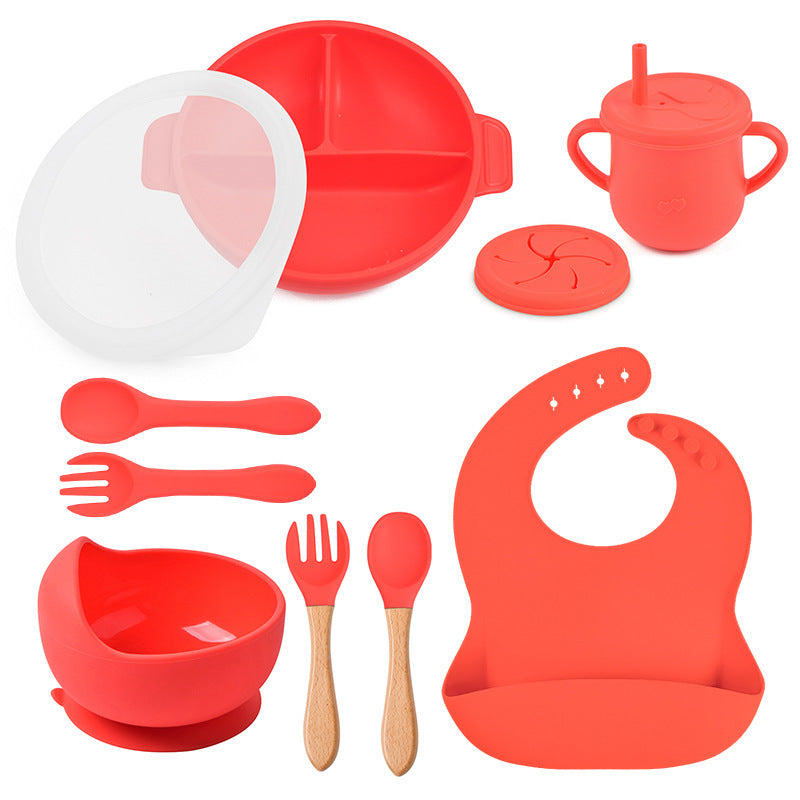 True Bub™ Starting Steading - BPA Free Silicone Baby Cutlery Set For Feeding, Baby Led Weaning Solids Plate with Lid 10pcs