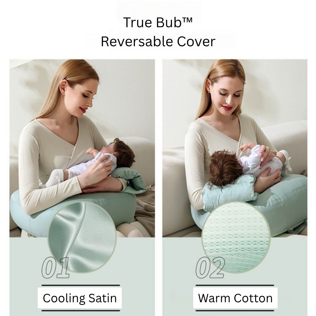 True Bub™ Premium Reversible Nursing Pillow - Satin & Cotton Material Posture Support For Breastfeeding