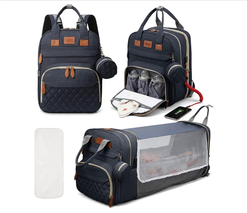 True Bub™ WorldsWonder - Pull Out Bed Diaper Backpack Baby Travel Bag