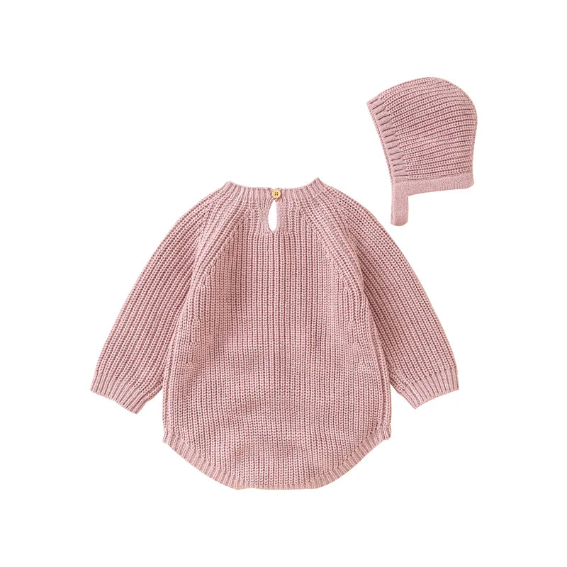 True Bub™ Knit - Baby Body Knit Body Suit Romper with Beanie