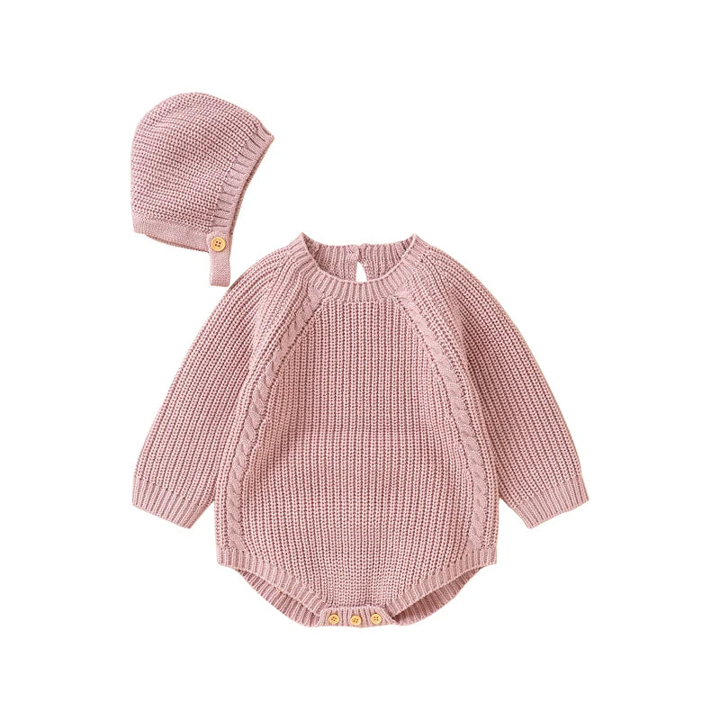 True Bub™ Knit - Baby Body Knit Body Suit Romper with Beanie