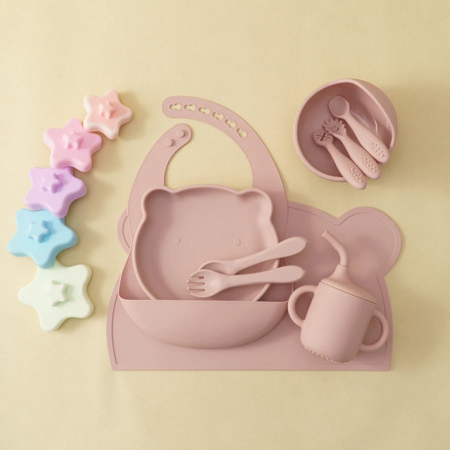 True Bub™ Starting Steading - BPA Free Silicone Baby Cutlery Set For Feeding, Baby Led Weaning Solids Miffy Bowl 10pcs