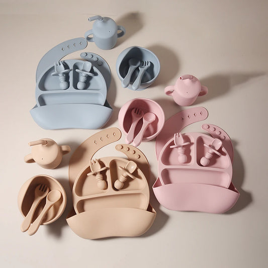 True Bub™ Starting Steading - BPA Free Silicone Baby Cutlery Set For Feeding, Baby Led Weaning and Solids 8pcspcs