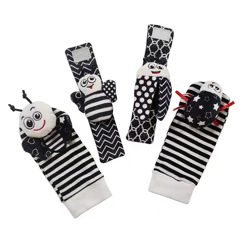True Bub™ RattleFingers - Foot & Wrist Baby Rattles Toys Contrast Sensory