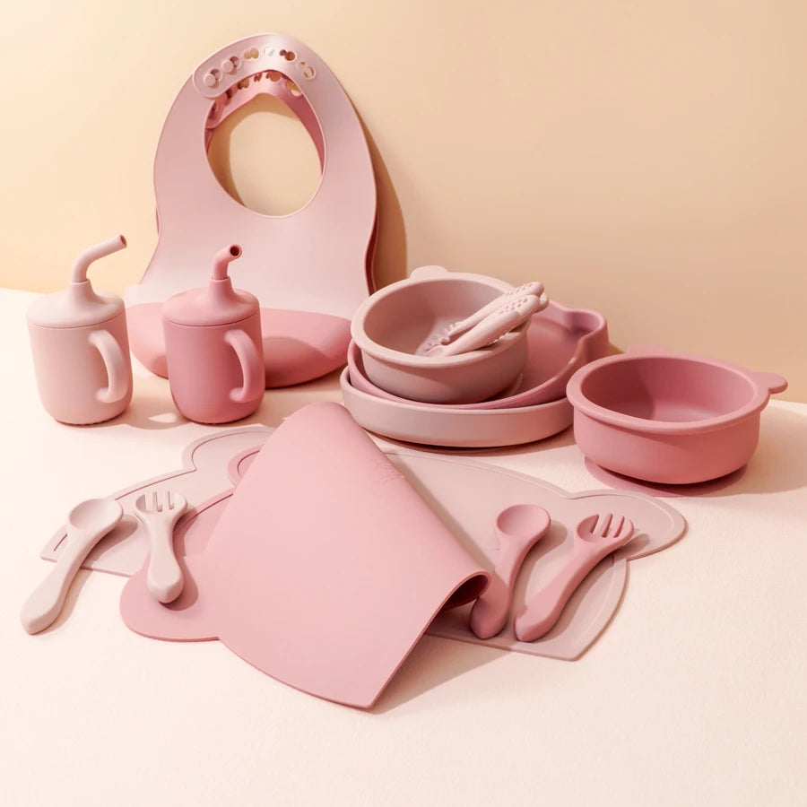 True Bub™ Starting Steading - BPA Free Silicone Baby Cutlery Set For Feeding, Baby Led Weaning Solids Miffy Bowl 10pcs
