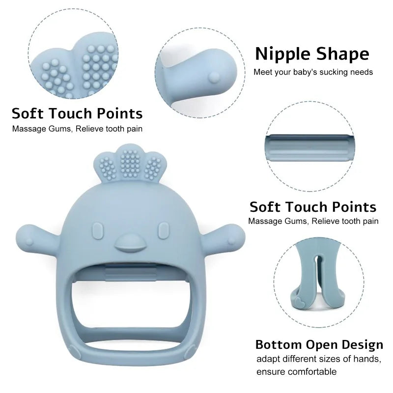 True Bub™ Food Grade BPA Free Twin Pack Birdy Soothing Glove - Grip Teething Mitten Toy