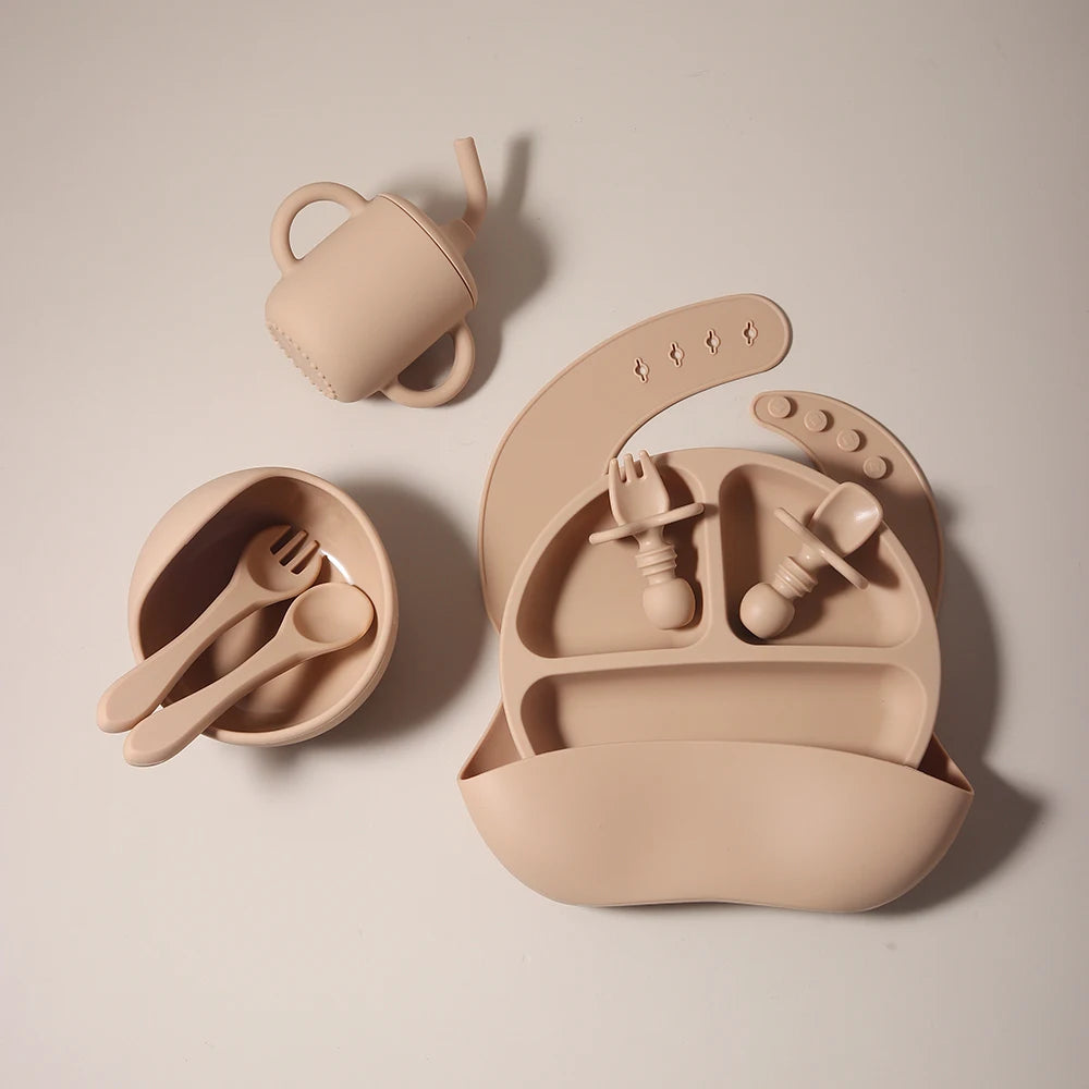 True Bub™ Starting Steading - BPA Free Silicone Baby Cutlery Set For Feeding, Baby Led Weaning and Solids 8pcspcs