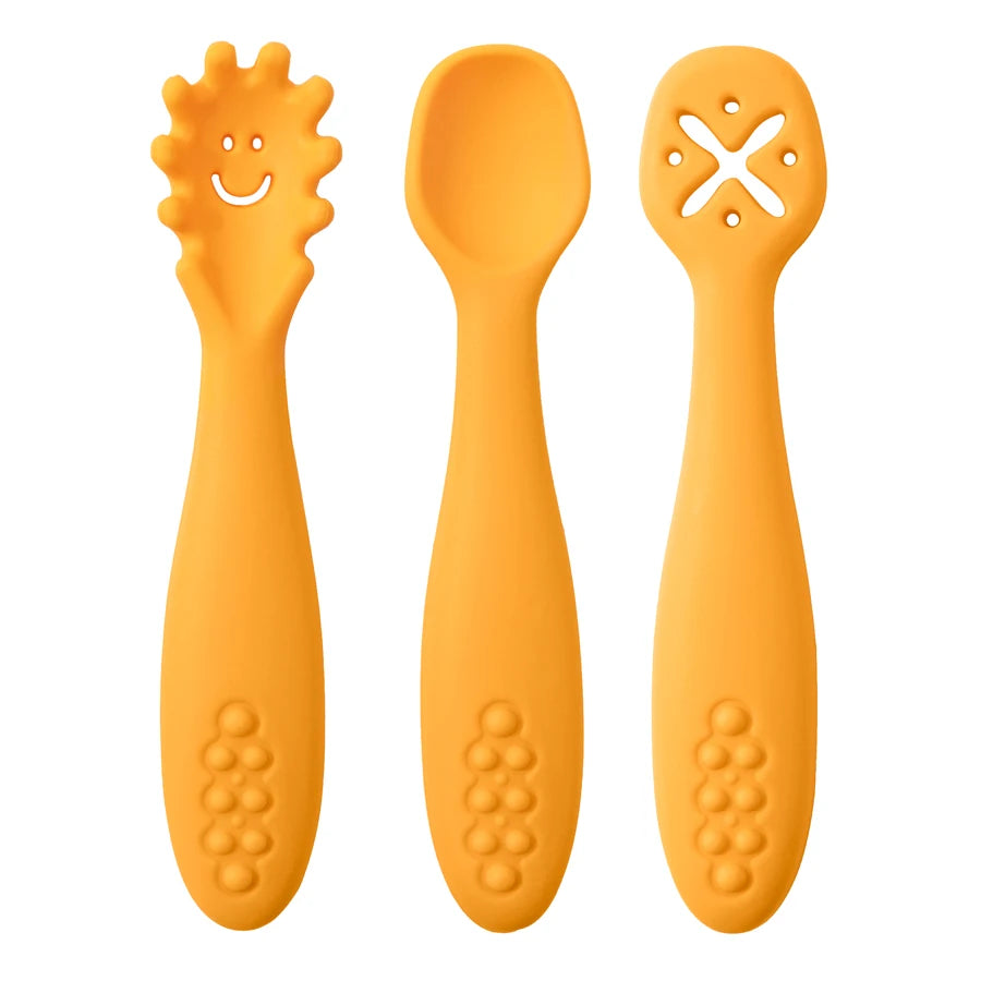 True Bub™ Starting Solids - BPA Free Silicone First Grippy Spoons for Baby Lead Weaning 3pcs