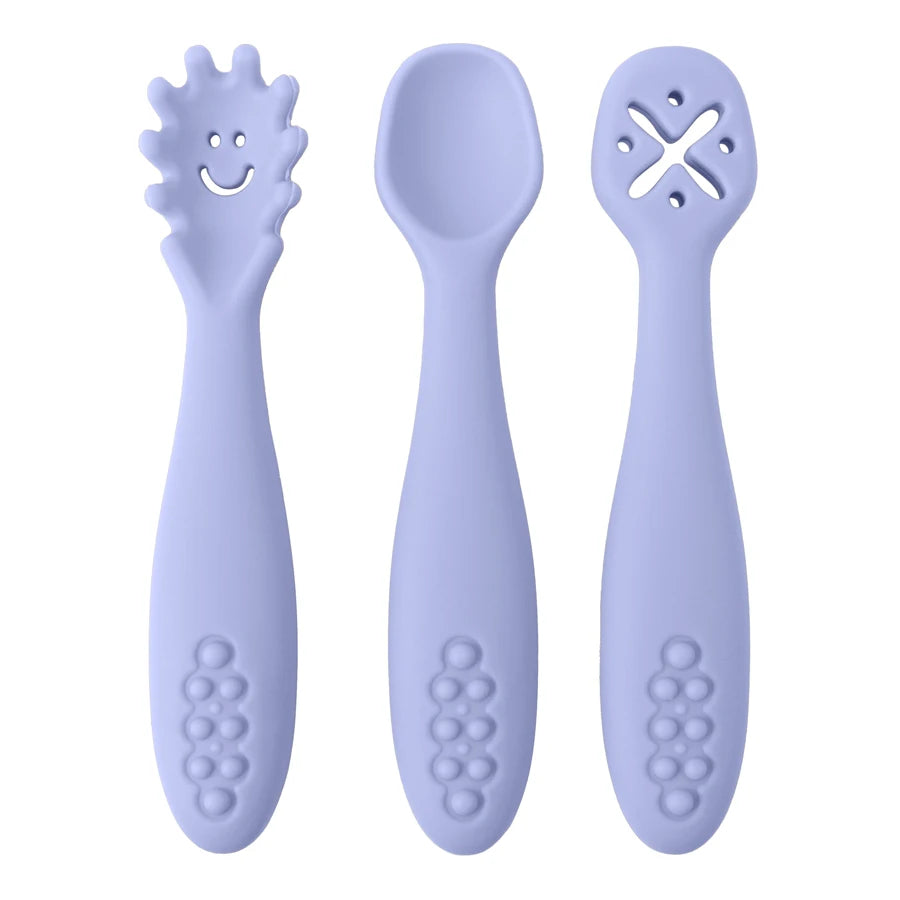 True Bub™ Starting Solids - BPA Free Silicone First Grippy Spoons for Baby Lead Weaning 3pcs