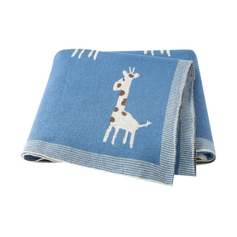 True Bub™ Assorted Knitted Animal Designs - Cotton Baby Blankets Newborn Swaddle Wrap Covers for Stroller & Bedding 100x80cm