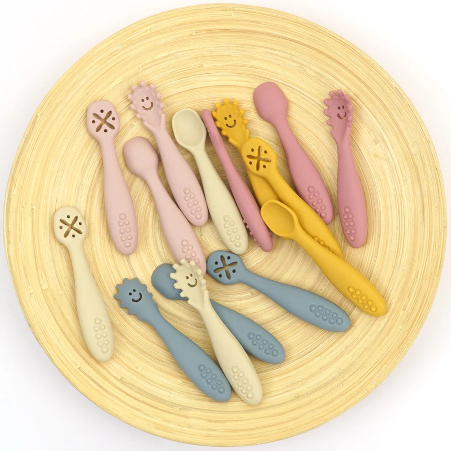 True Bub™ Starting Solids - BPA Free Silicone First Grippy Spoons for Baby Lead Weaning 3pcs