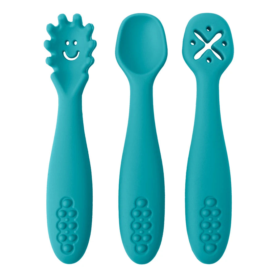 True Bub™ Starting Solids - BPA Free Silicone First Grippy Spoons for Baby Lead Weaning 3pcs