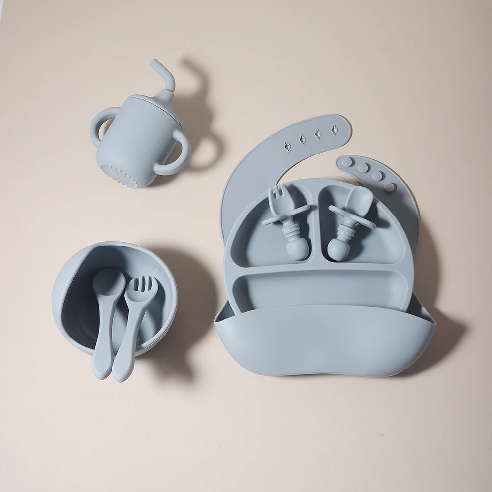 True Bub™ Starting Steading - BPA Free Silicone Baby Cutlery Set For Feeding, Baby Led Weaning and Solids 8pcspcs