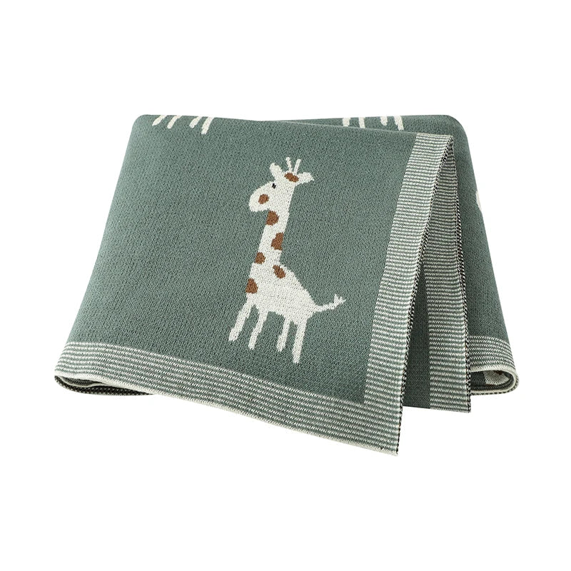 True Bub™ Assorted Knitted Animal Designs - Cotton Baby Blankets Newborn Swaddle Wrap Covers for Stroller & Bedding 100x80cm
